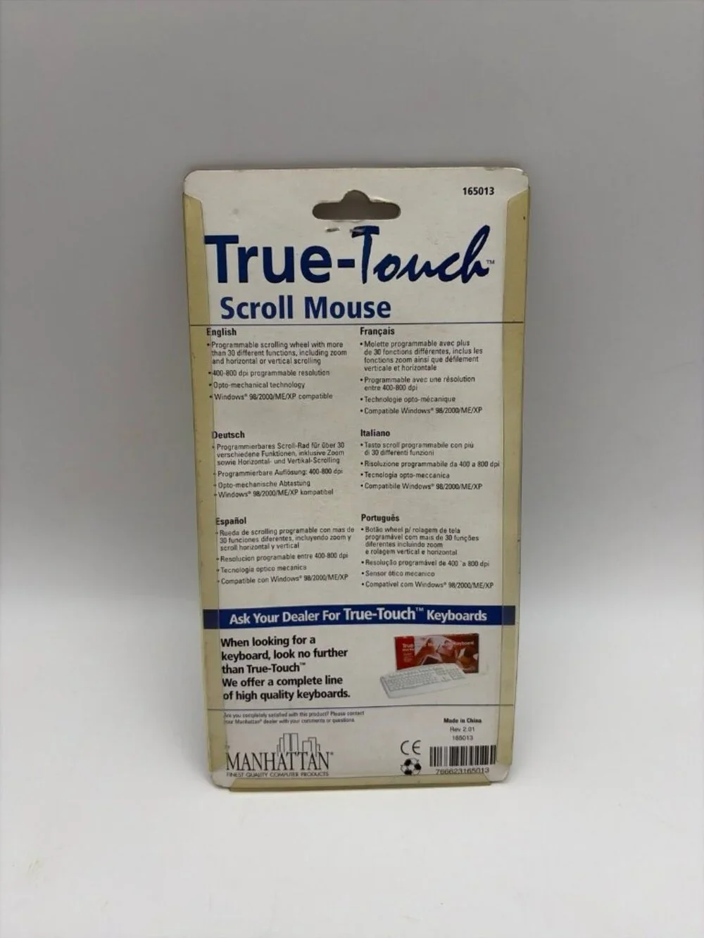 Manhattan True-Touch USB Scroll Mouse 165013 New